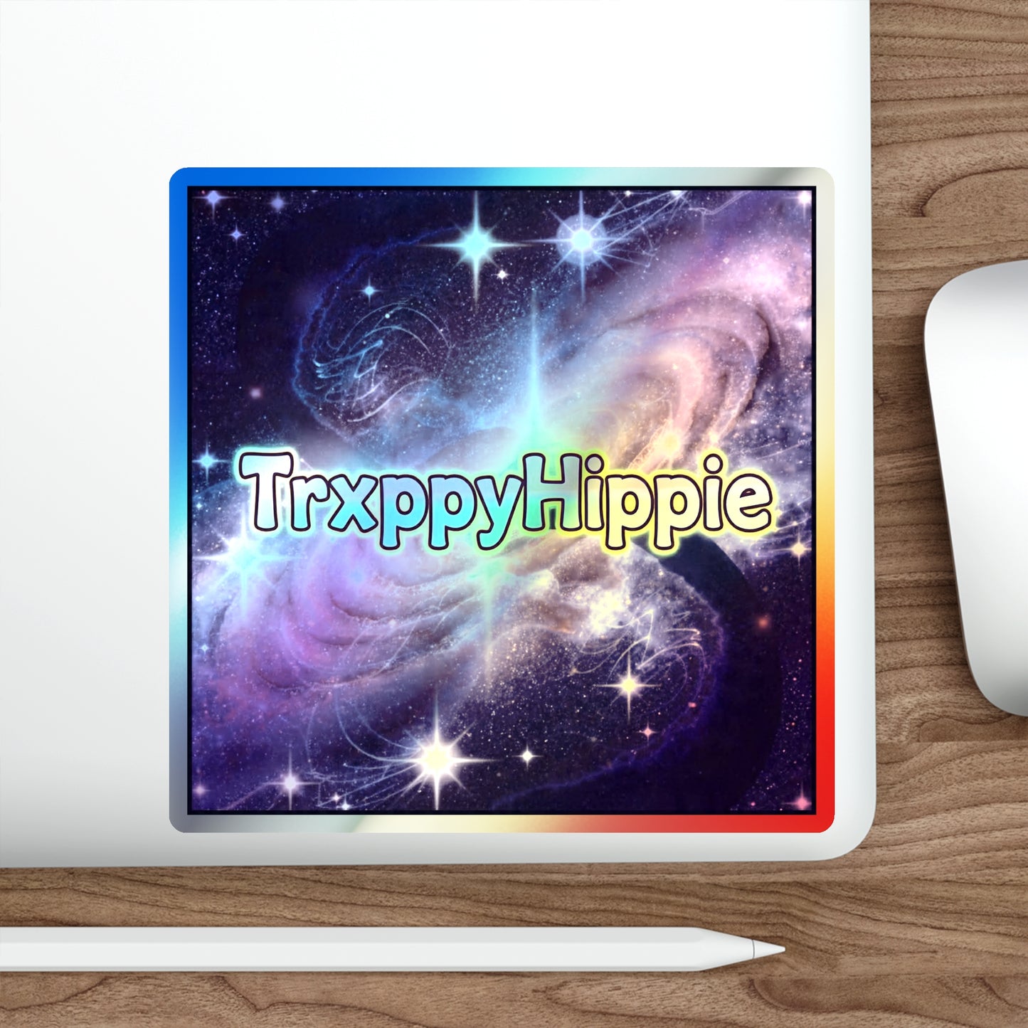 Holographic Galaxy Die-Cut Sticker — TrxppyHippie Rainbow Space Decal