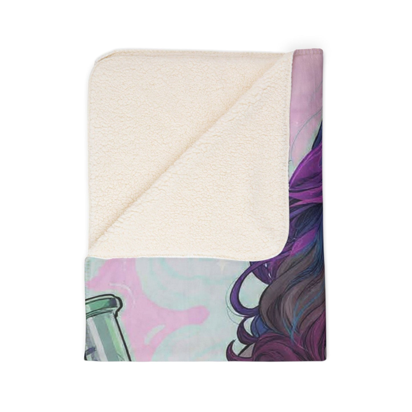 Sherpa Blanket — Cute Anime Girl Holding Beaker “What it do honey boo”