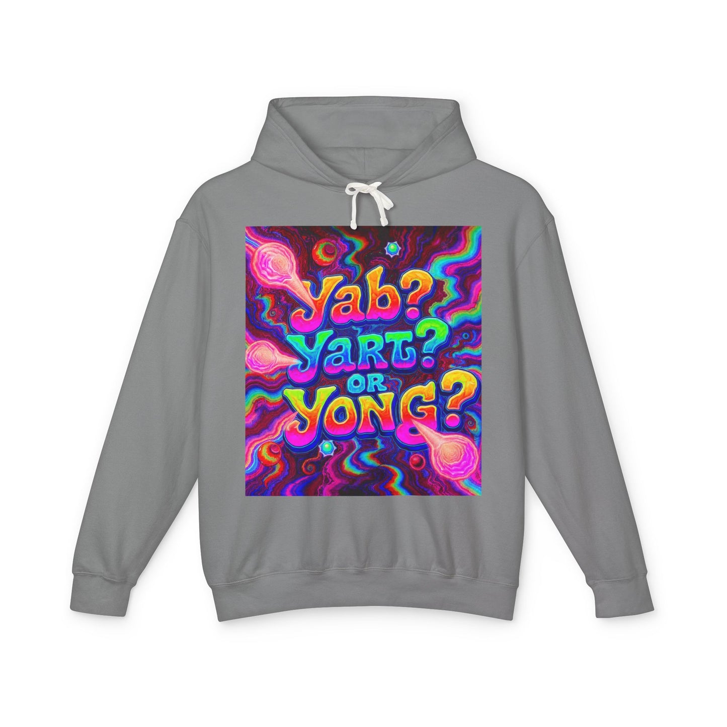 Psychedelic "Jab? Yart? or Yong?" Hoodie — Retro Tie-Dye Graphic Pullover
