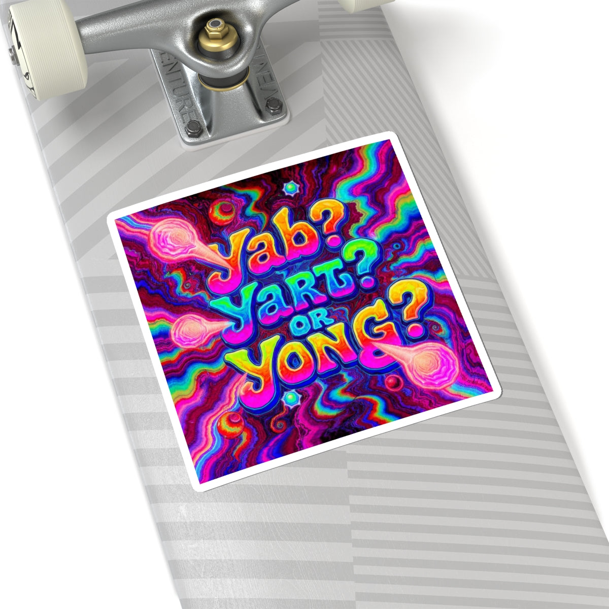 Psychedelic "Yab? Yart? Or Yong?" Kiss-Cut Sticker — Colorful Trippy Laptop Decal