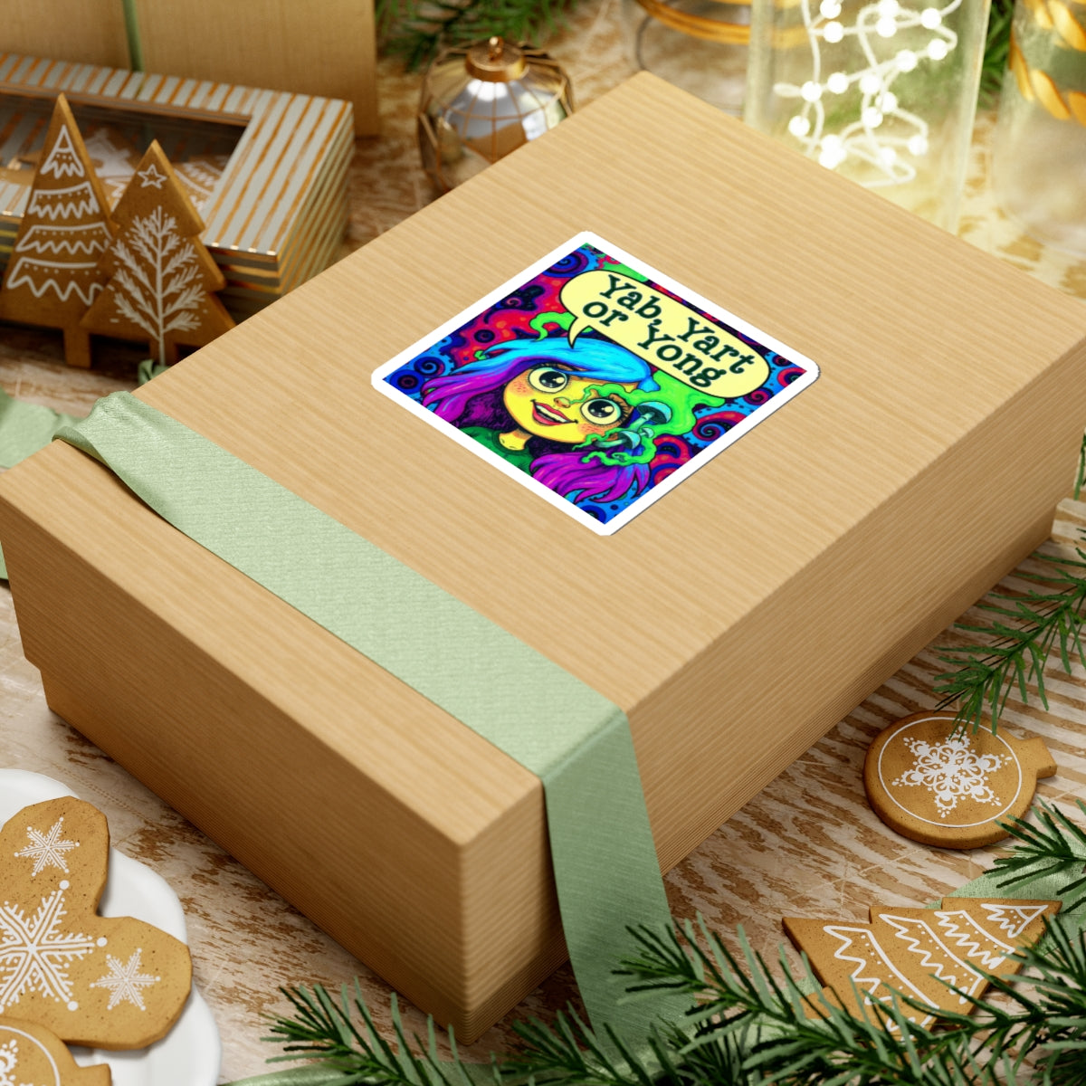 Copy of Psychedelic "Yab? Yart? Or Yong?" Kiss-Cut Sticker — Colorful Trippy Laptop Decal