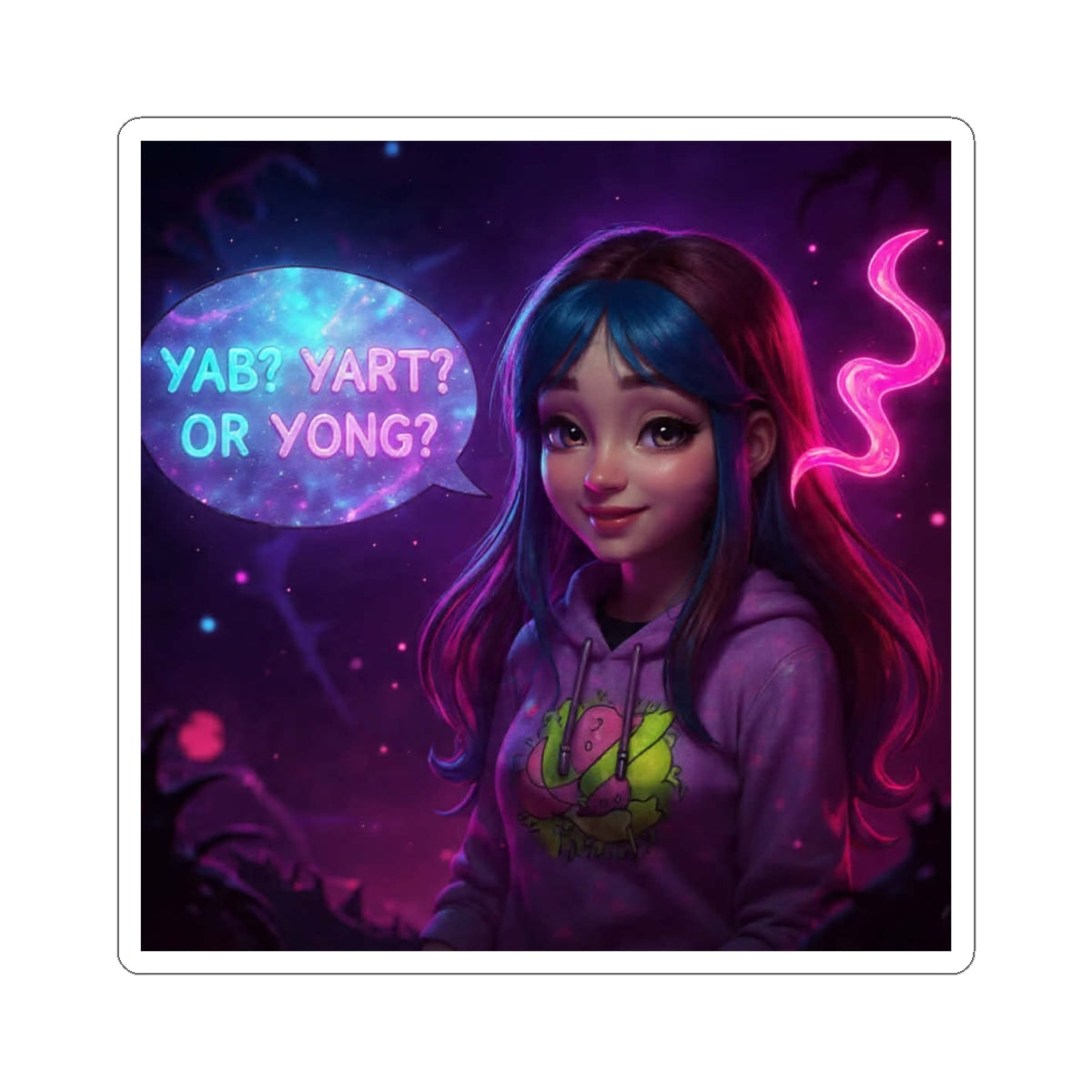 Copy of Psychedelic "Yab? Yart? Or Yong?" Kiss-Cut Sticker — Colorful Trippy Laptop Decal