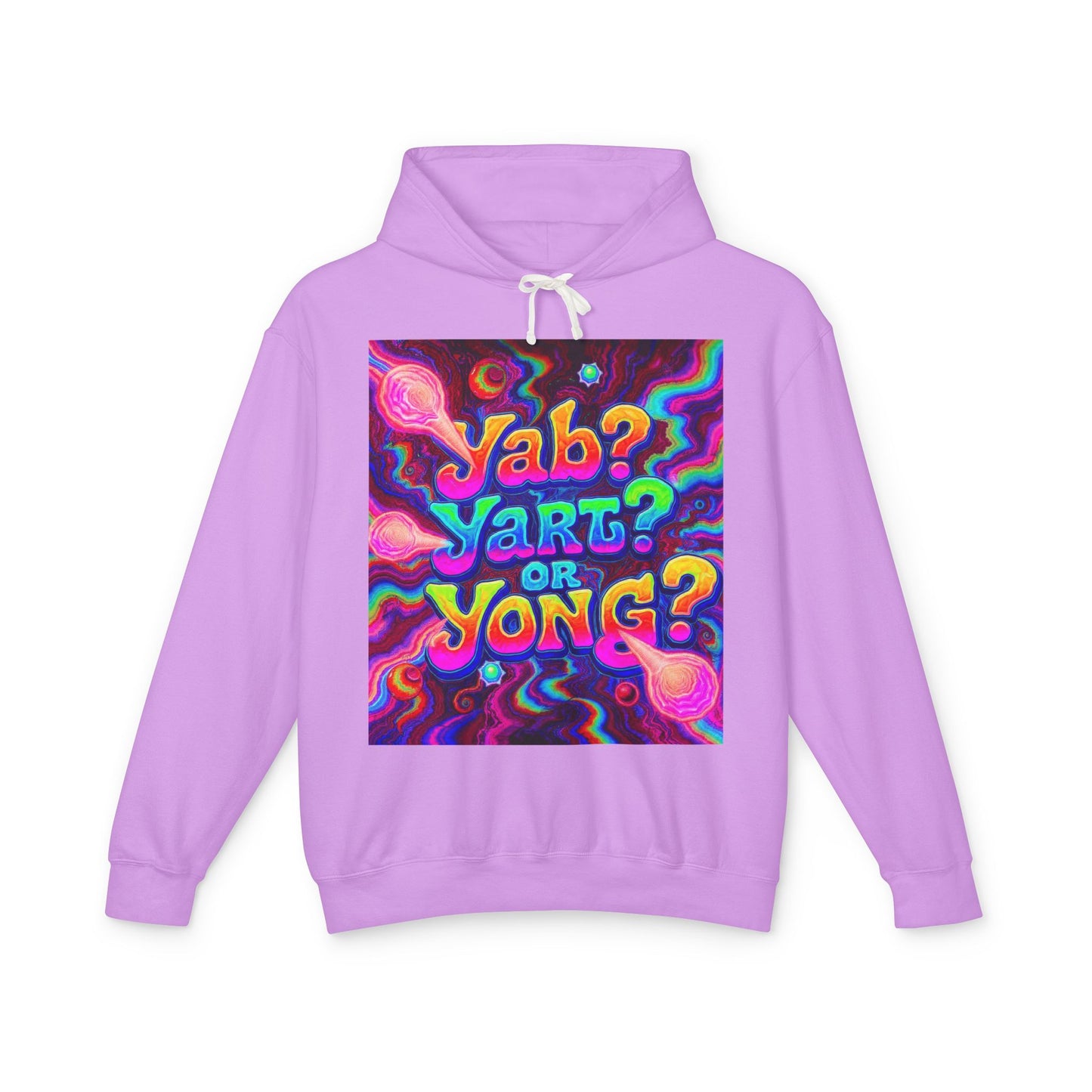 Psychedelic "Jab? Yart? or Yong?" Hoodie — Retro Tie-Dye Graphic Pullover