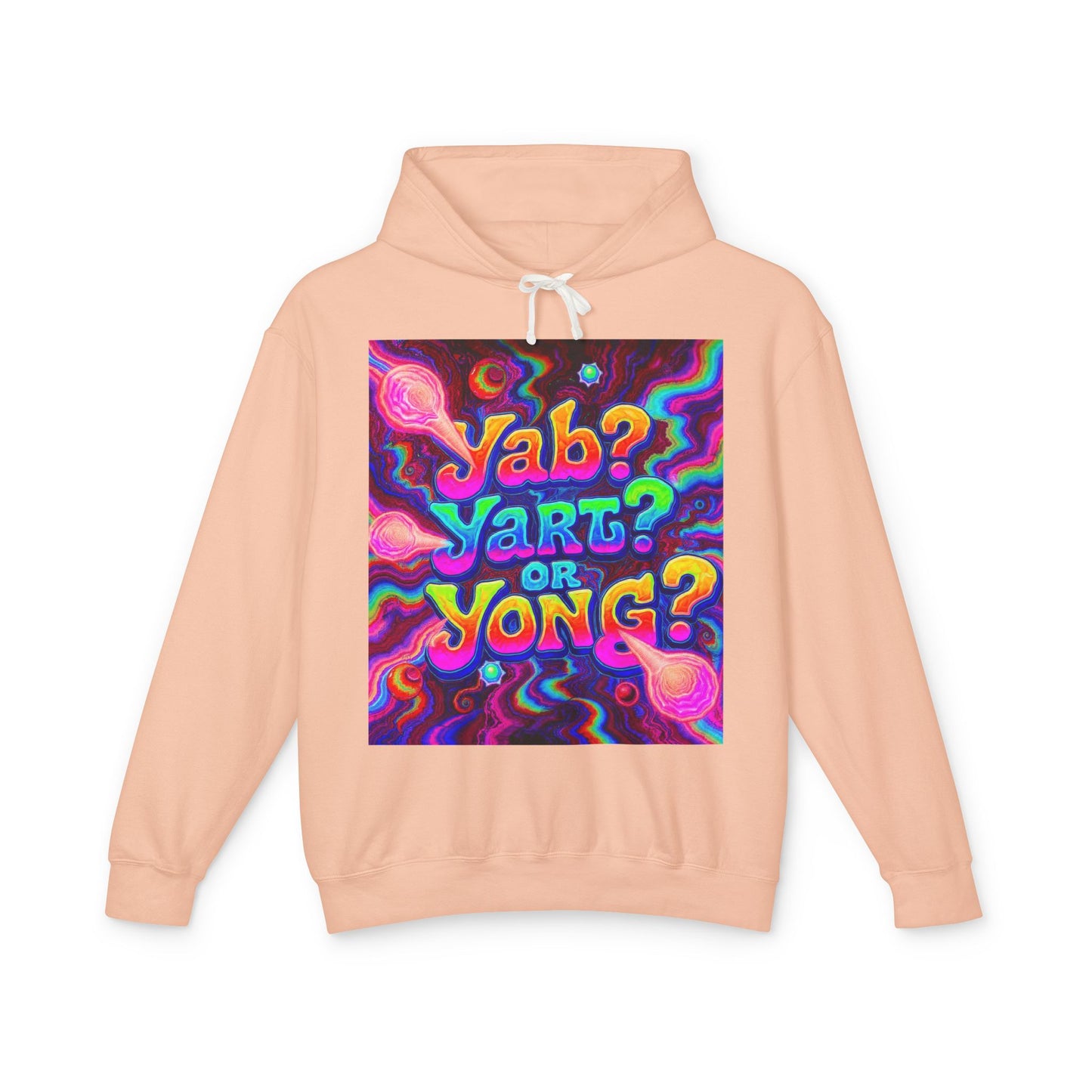 Psychedelic "Jab? Yart? or Yong?" Hoodie — Retro Tie-Dye Graphic Pullover