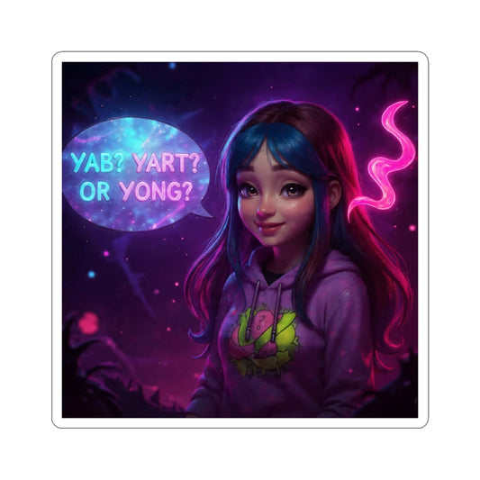 Copy of Psychedelic "Yab? Yart? Or Yong?" Kiss-Cut Sticker — Colorful Trippy Laptop Decal