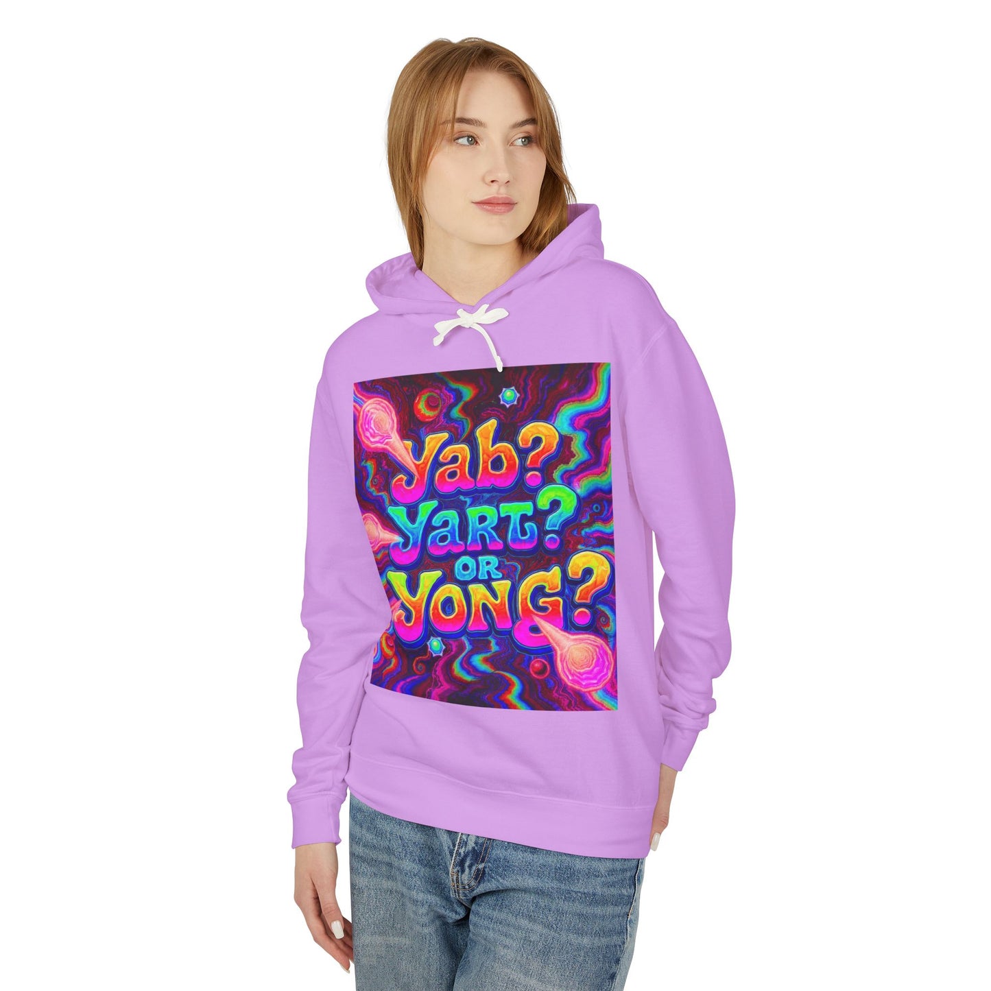Psychedelic "Jab? Yart? or Yong?" Hoodie — Retro Tie-Dye Graphic Pullover