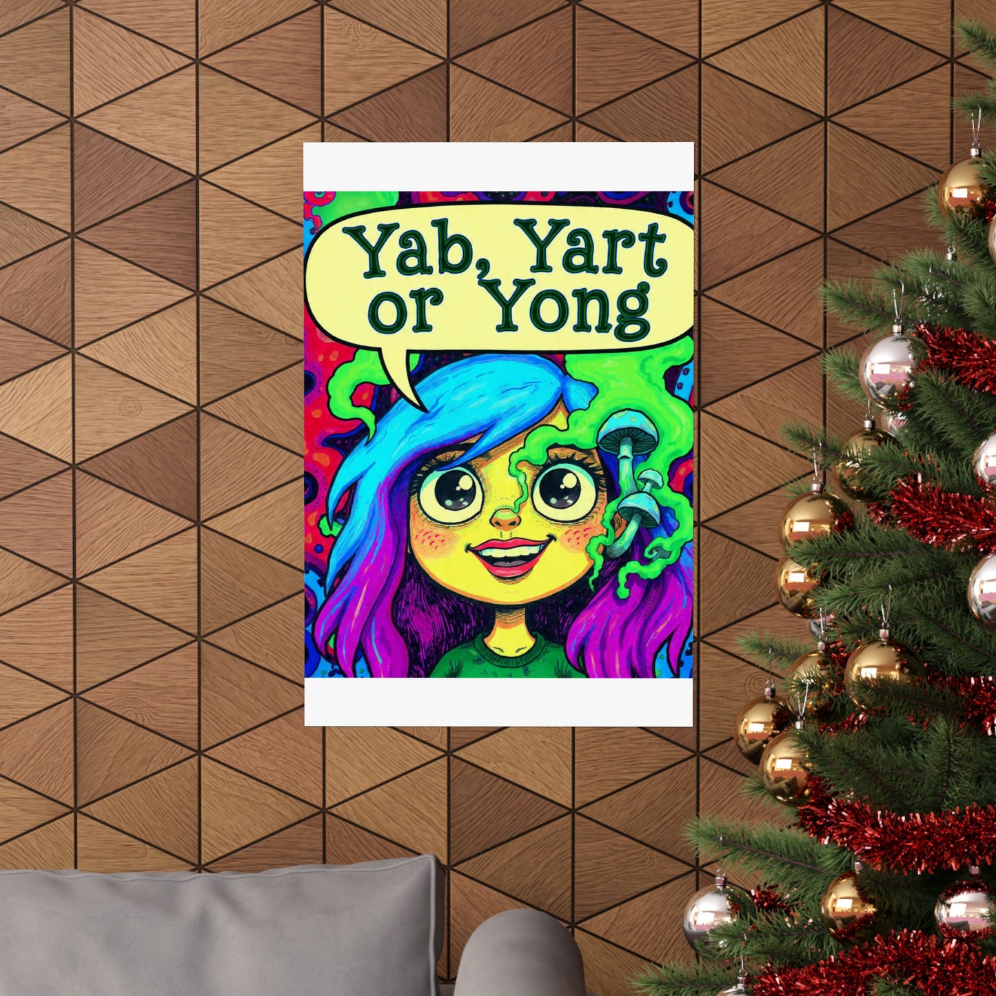 Psychedelic Cartoon Poster — "Yab, Yart or Yong" Matte Vertical Art Print
