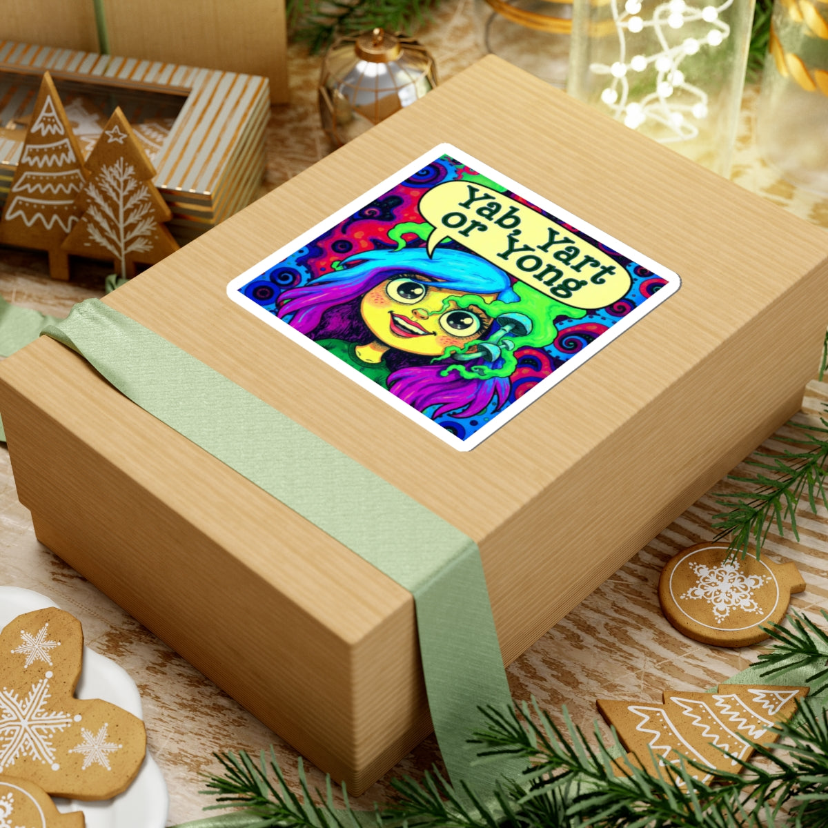 Copy of Psychedelic "Yab? Yart? Or Yong?" Kiss-Cut Sticker — Colorful Trippy Laptop Decal