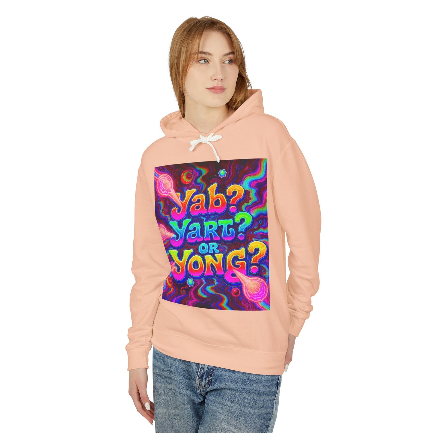 Psychedelic "Jab? Yart? or Yong?" Hoodie — Retro Tie-Dye Graphic Pullover