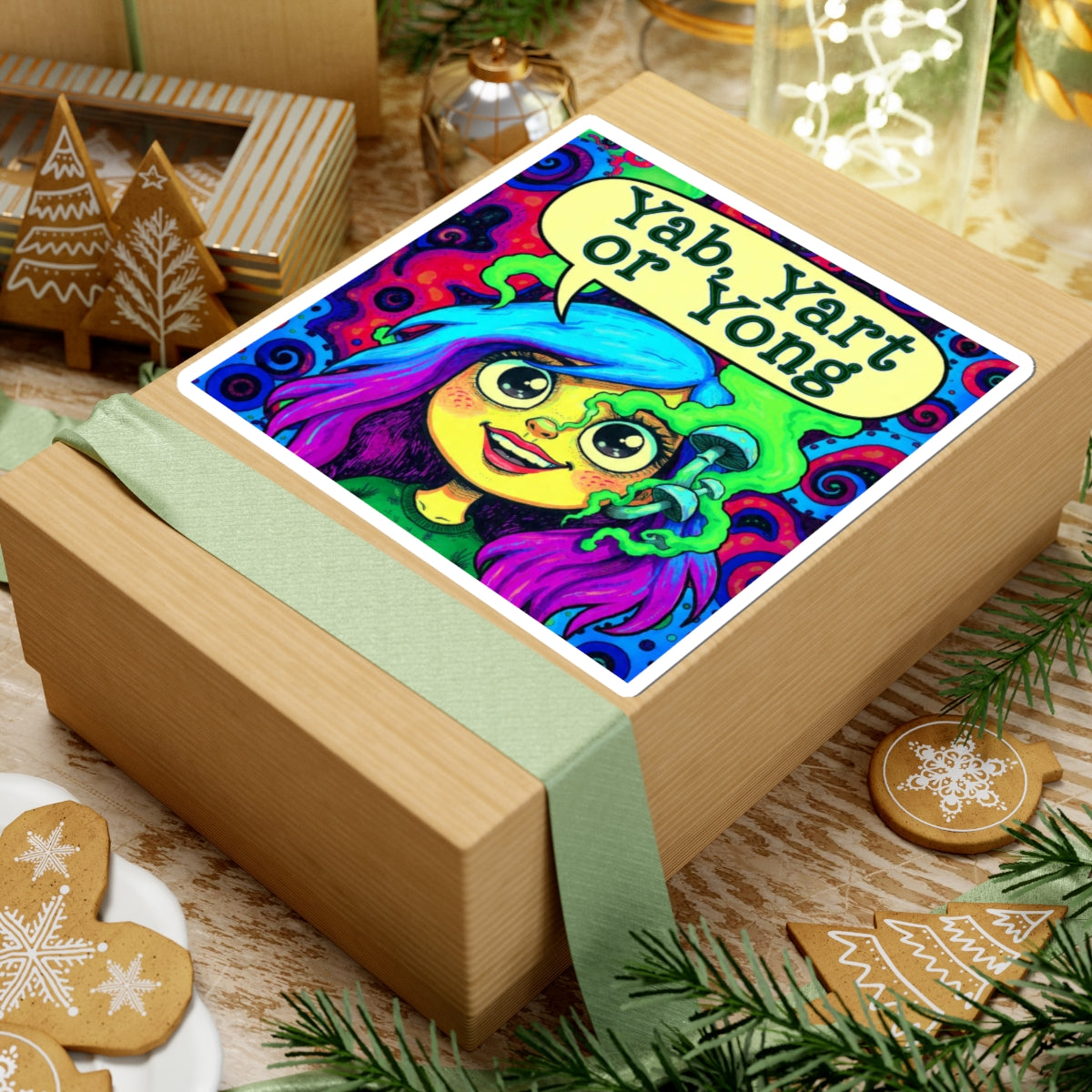 Copy of Psychedelic "Yab? Yart? Or Yong?" Kiss-Cut Sticker — Colorful Trippy Laptop Decal