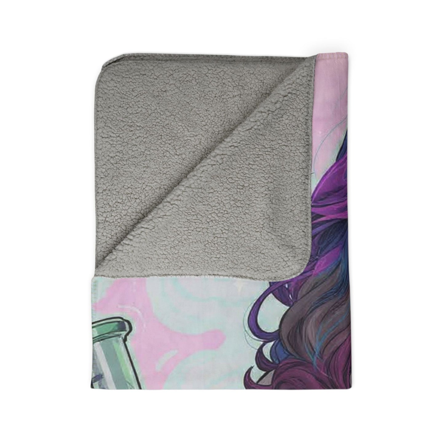Sherpa Blanket — Cute Anime Girl Holding Beaker “What it do honey boo”