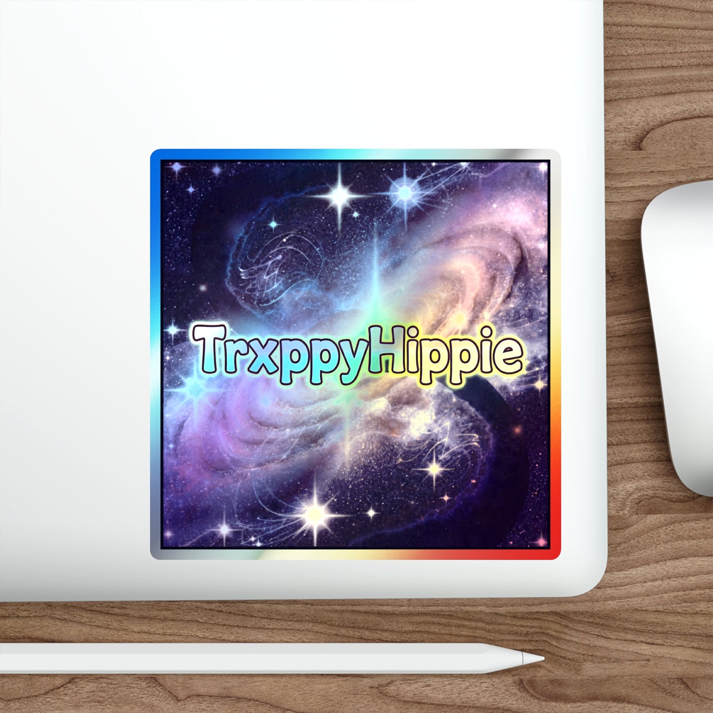 Holographic Galaxy Die-Cut Sticker — TrxppyHippie Rainbow Space Decal