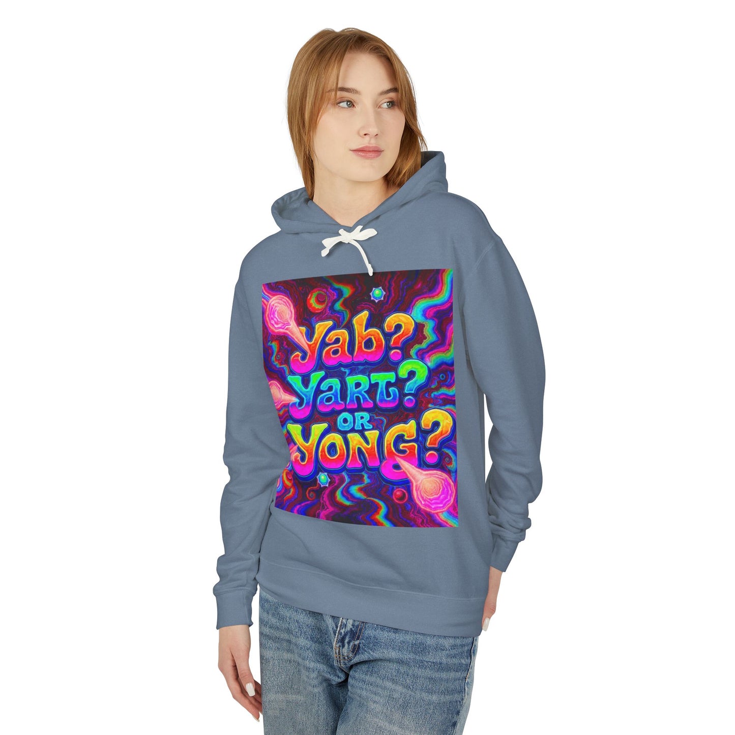 Psychedelic "Jab? Yart? or Yong?" Hoodie — Retro Tie-Dye Graphic Pullover