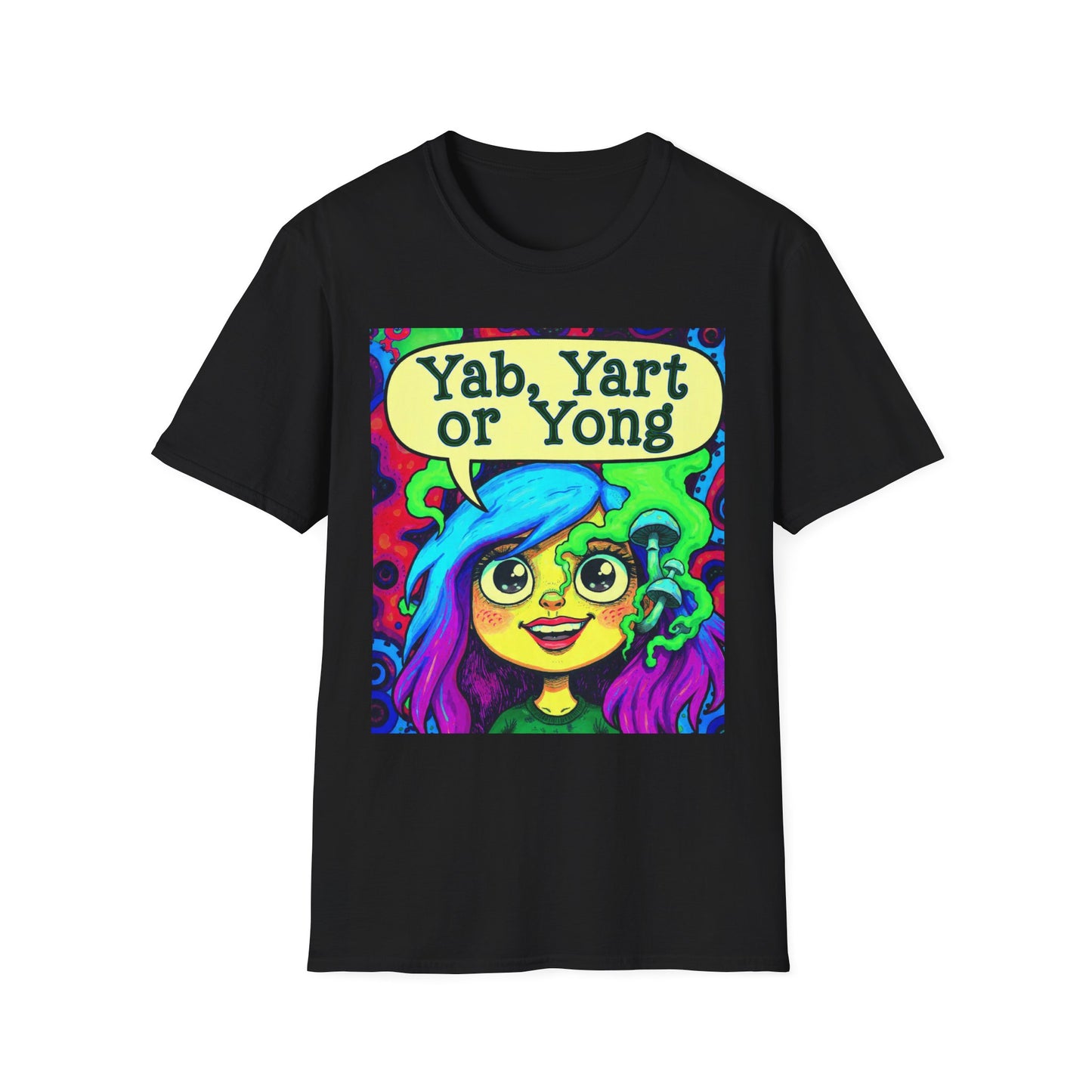 Yab, Yart or Yong Graphic T-Shirt — Colorful Psychedelic Girl Art