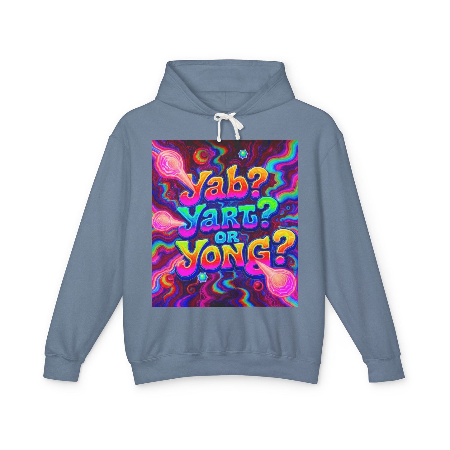 Psychedelic "Jab? Yart? or Yong?" Hoodie — Retro Tie-Dye Graphic Pullover