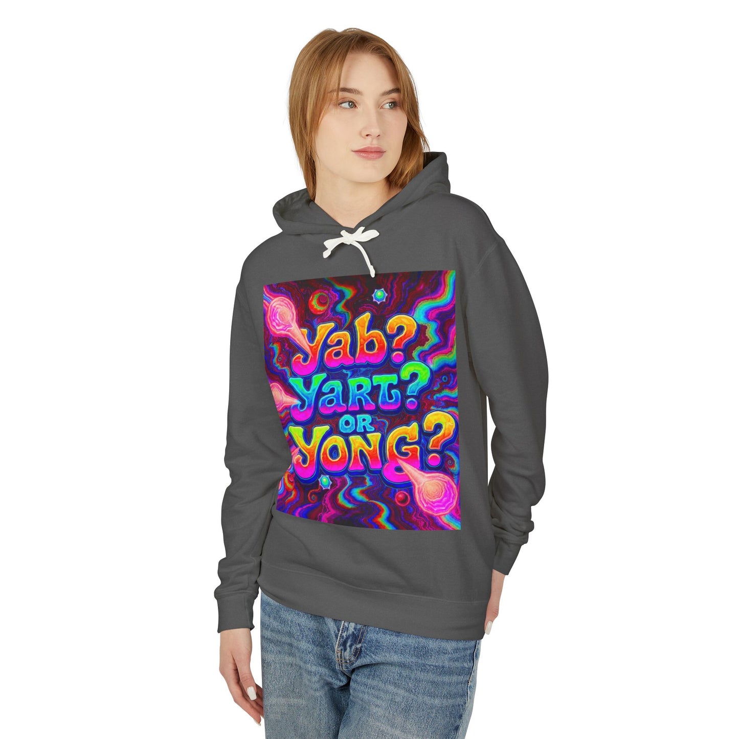 Psychedelic "Jab? Yart? or Yong?" Hoodie — Retro Tie-Dye Graphic Pullover