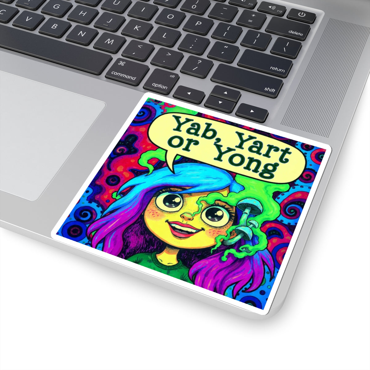 Copy of Psychedelic "Yab? Yart? Or Yong?" Kiss-Cut Sticker — Colorful Trippy Laptop Decal
