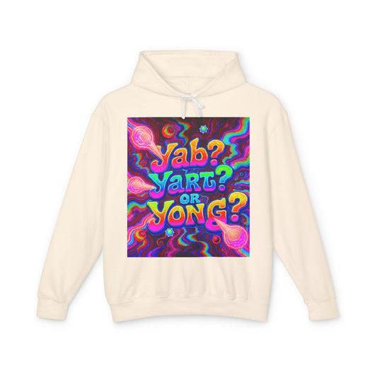 Psychedelic "Jab? Yart? or Yong?" Hoodie — Retro Tie-Dye Graphic Pullover