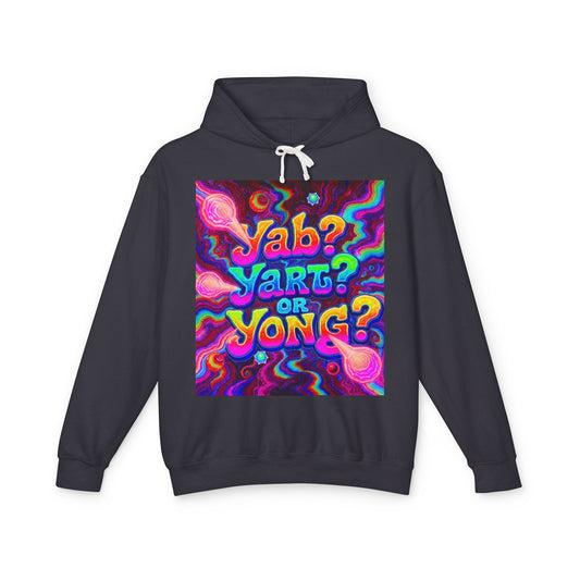 Psychedelic "Jab? Yart? or Yong?" Hoodie — Retro Tie-Dye Graphic Pullover