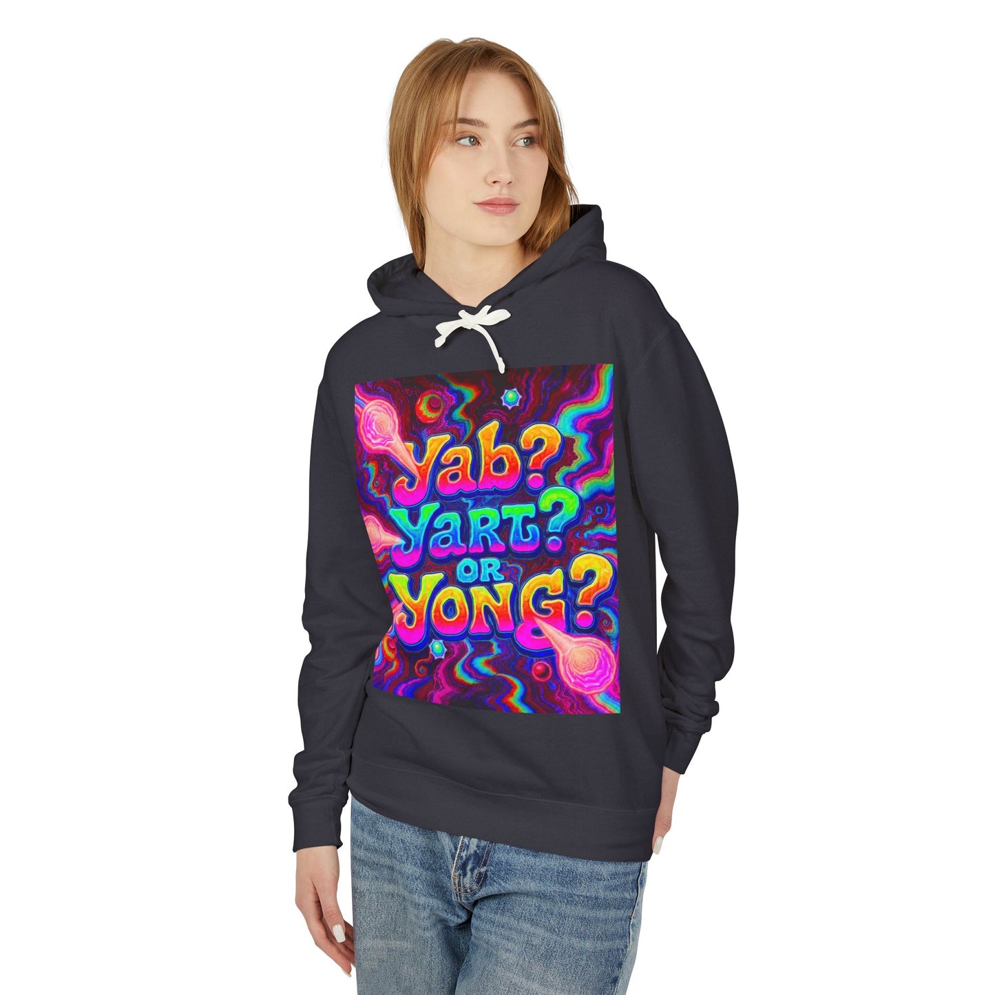 Psychedelic "Jab? Yart? or Yong?" Hoodie — Retro Tie-Dye Graphic Pullover