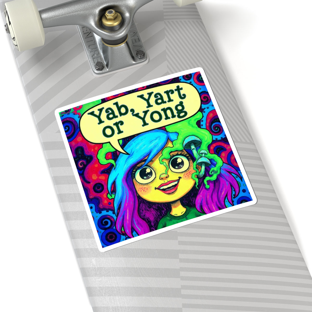 Copy of Psychedelic "Yab? Yart? Or Yong?" Kiss-Cut Sticker — Colorful Trippy Laptop Decal