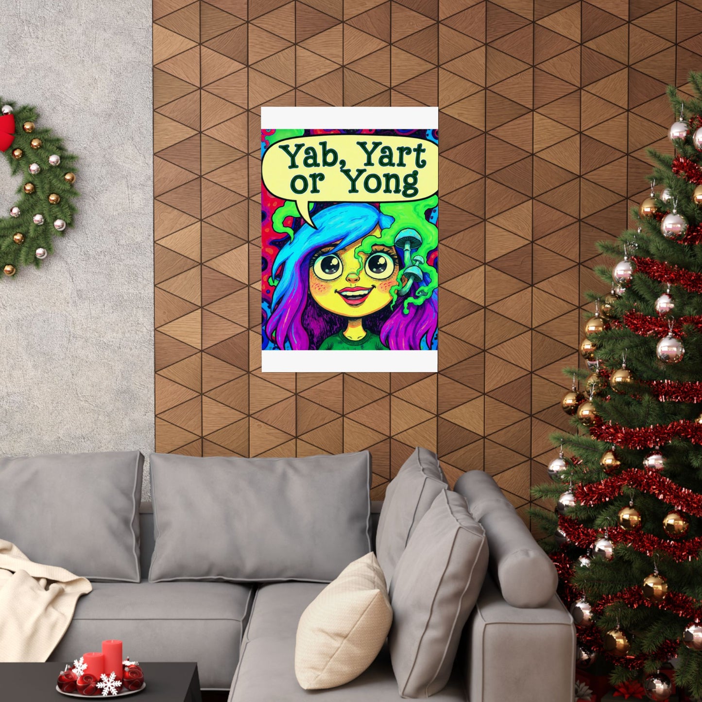 Psychedelic Cartoon Poster — "Yab, Yart or Yong" Matte Vertical Art Print